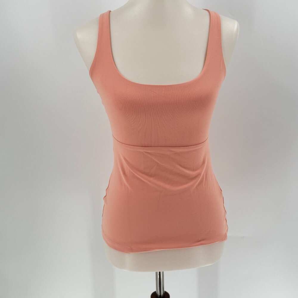 Susana Monaco Peach Tank Top S Back Cutout Nylon/Spandex Blend Made In USA